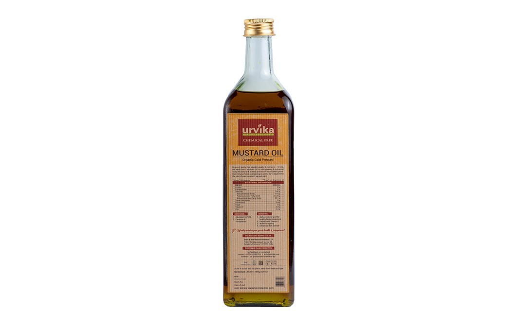 Urvika Mustard Oil Organic Cold Pressed   Plastic Bottle  1 litre